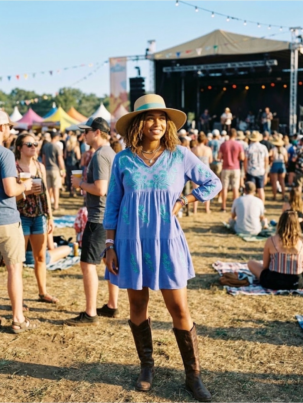 J. Marie festival/Boho Lavender Embroidered V-Neck Mini Dress100%rayon